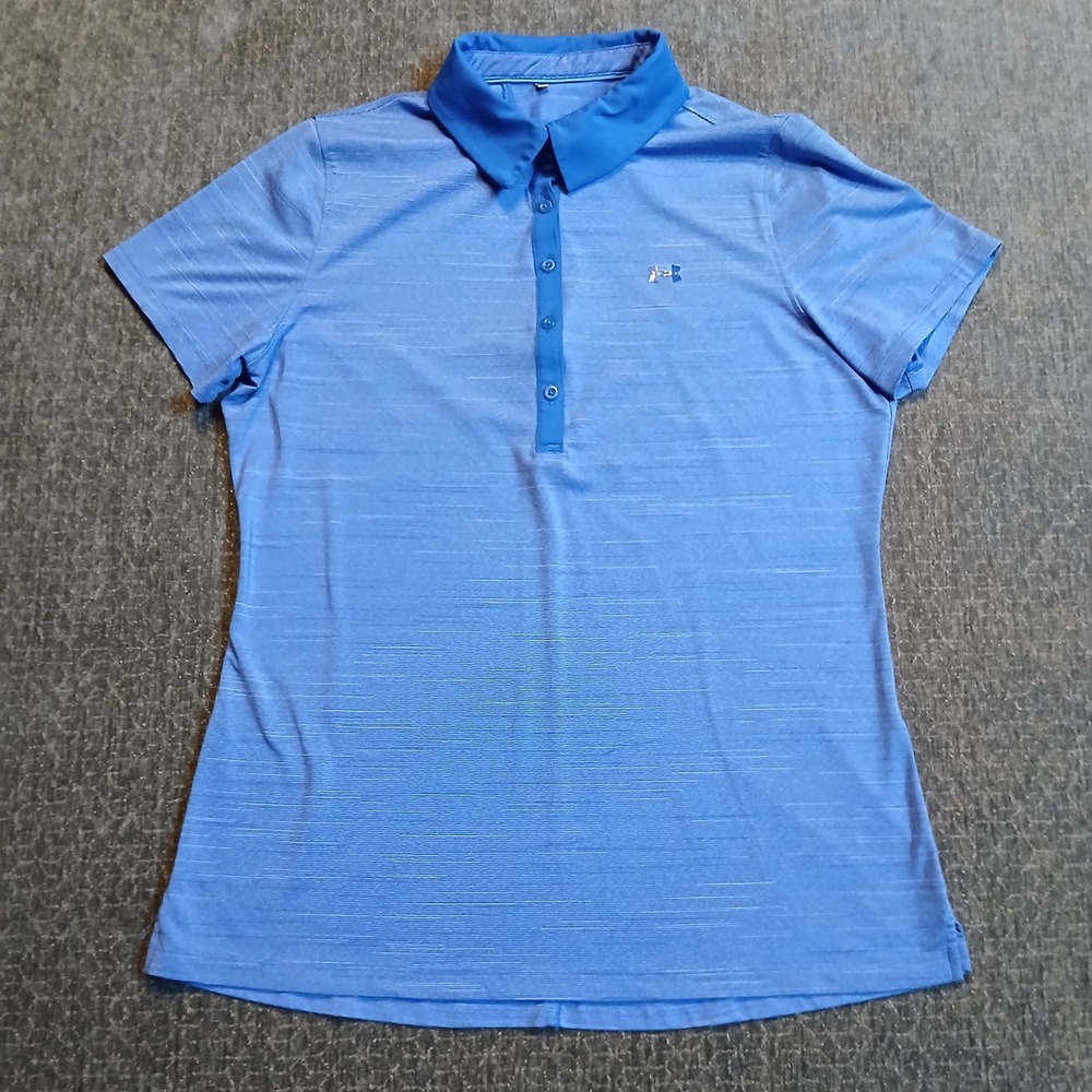 Under Armour Womens Blue Tech Polo Performance Golf Shirt Short Sleeve Sz Large
